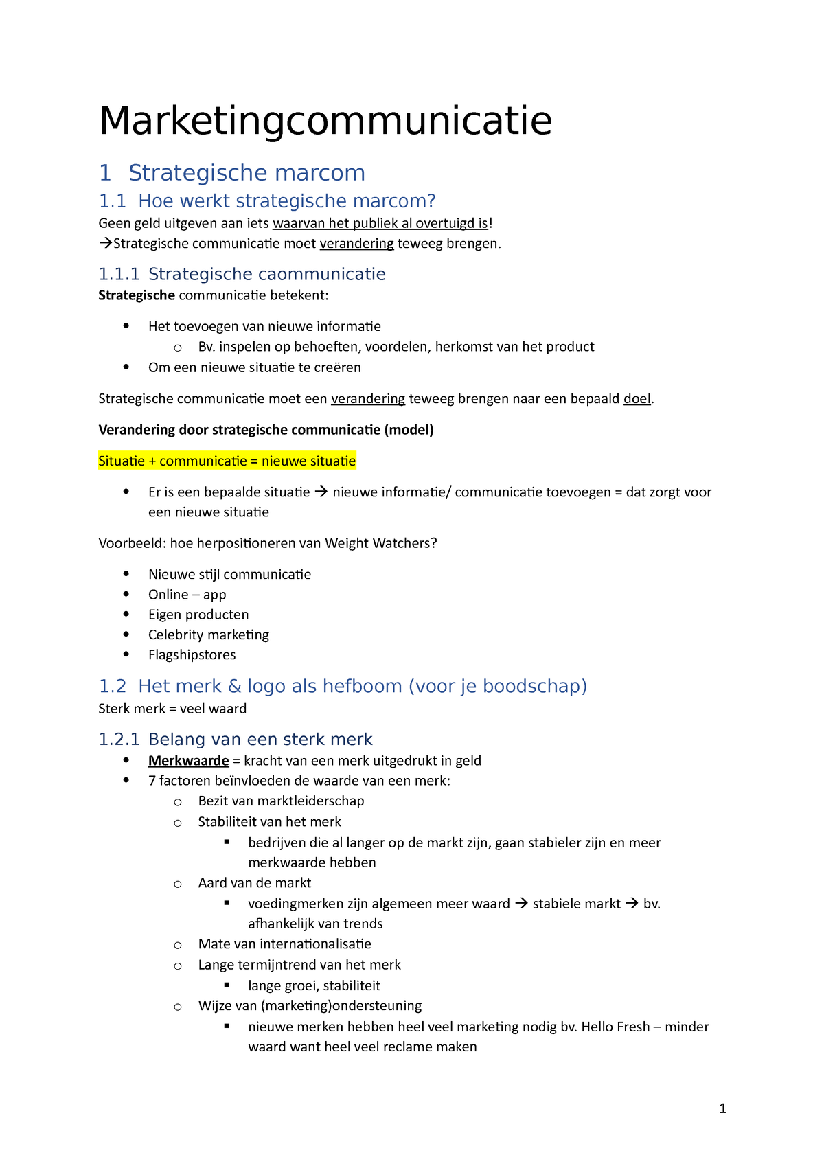 Samenvatting Marketing Communicatie - Marketingcommunicatie 1 ...