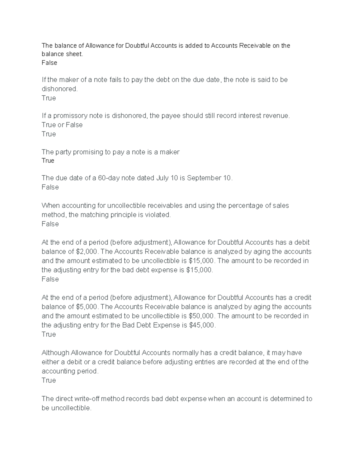 Acct. Chapter 8 Quiz - lecture notes for intro to accounting with ...