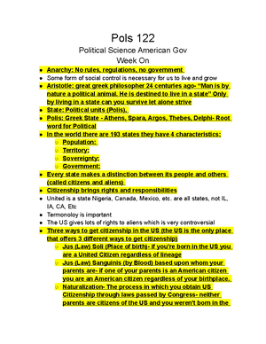 POS 122 Exam 1 Study Guide - Political Science 122 American Politics ...