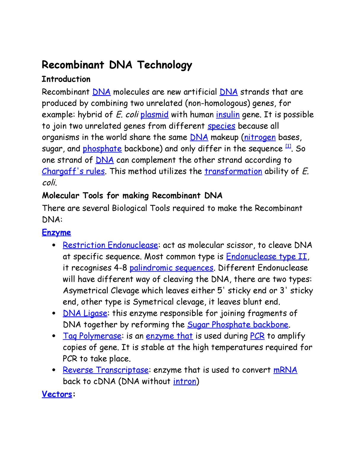 essay questions on recombinant dna technology