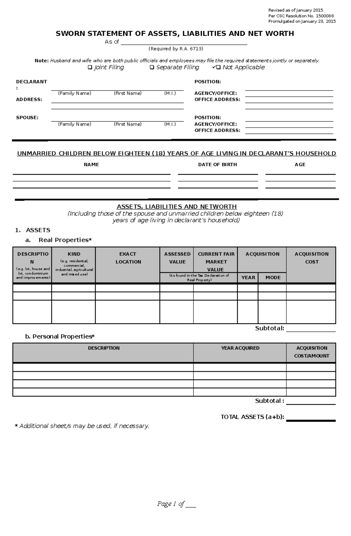 SALN-FORM 2015 - Letter of Intent - Revised as of January 2015 Per CSC ...