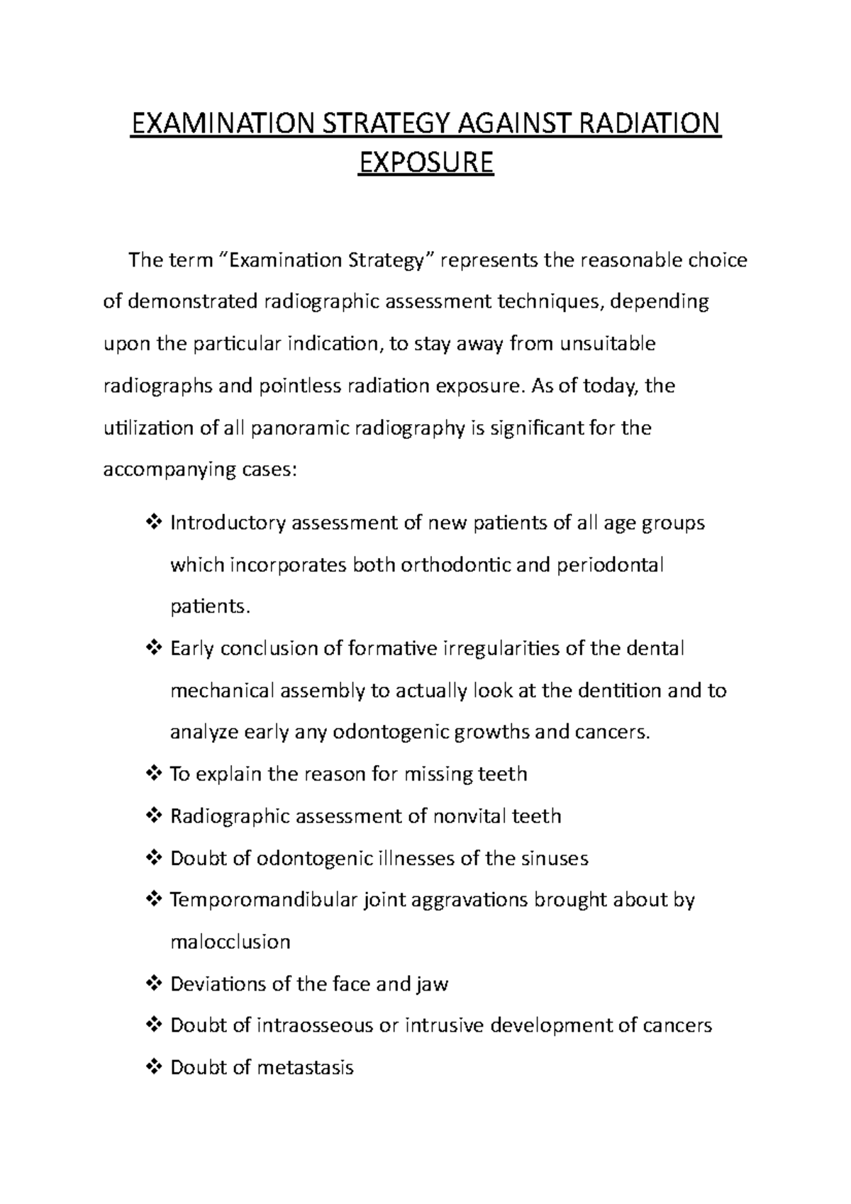 File 5 - Examination Strategy Against Exposure - EXAMINATION STRATEGY ...