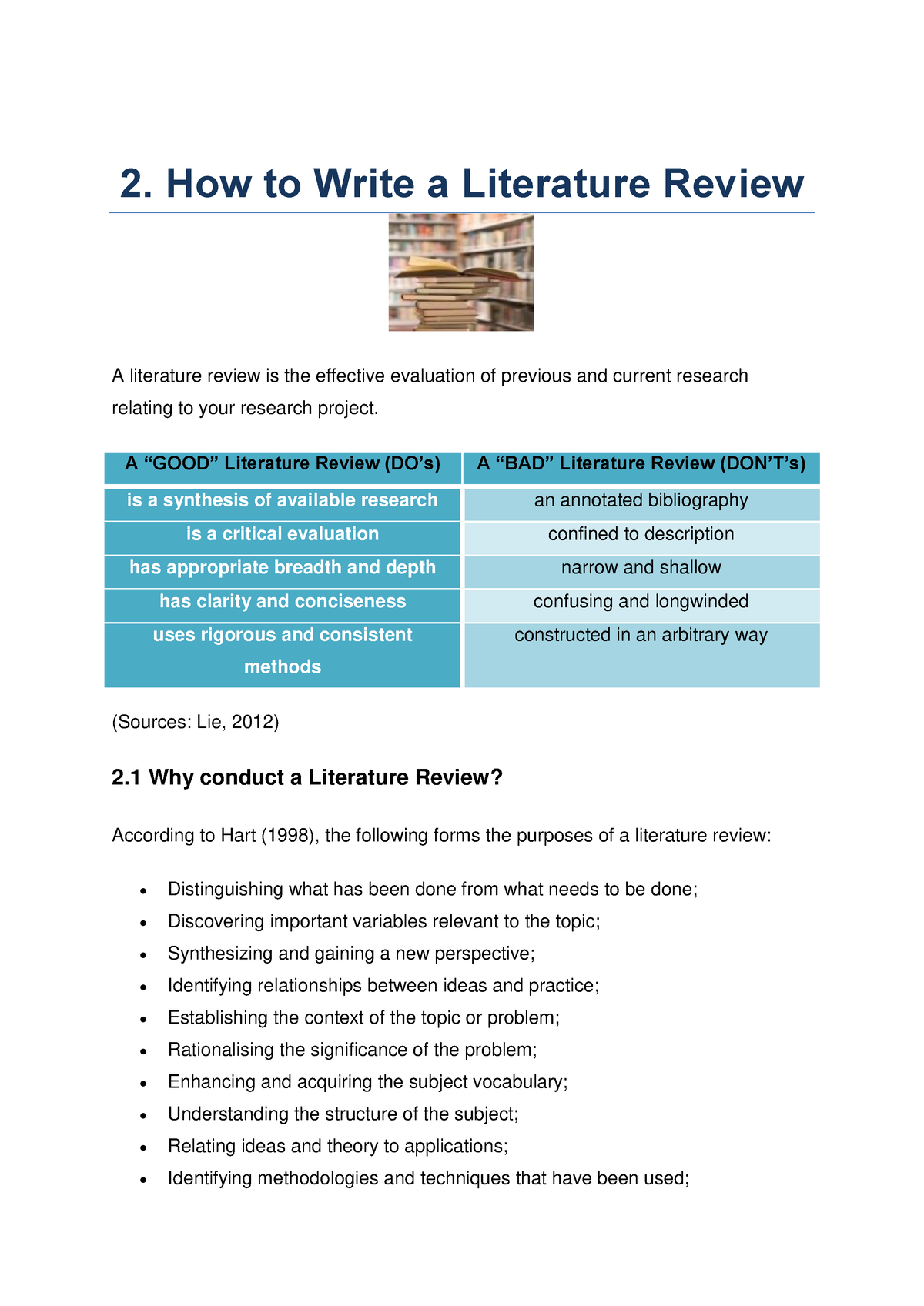 how to write a literature review unsw