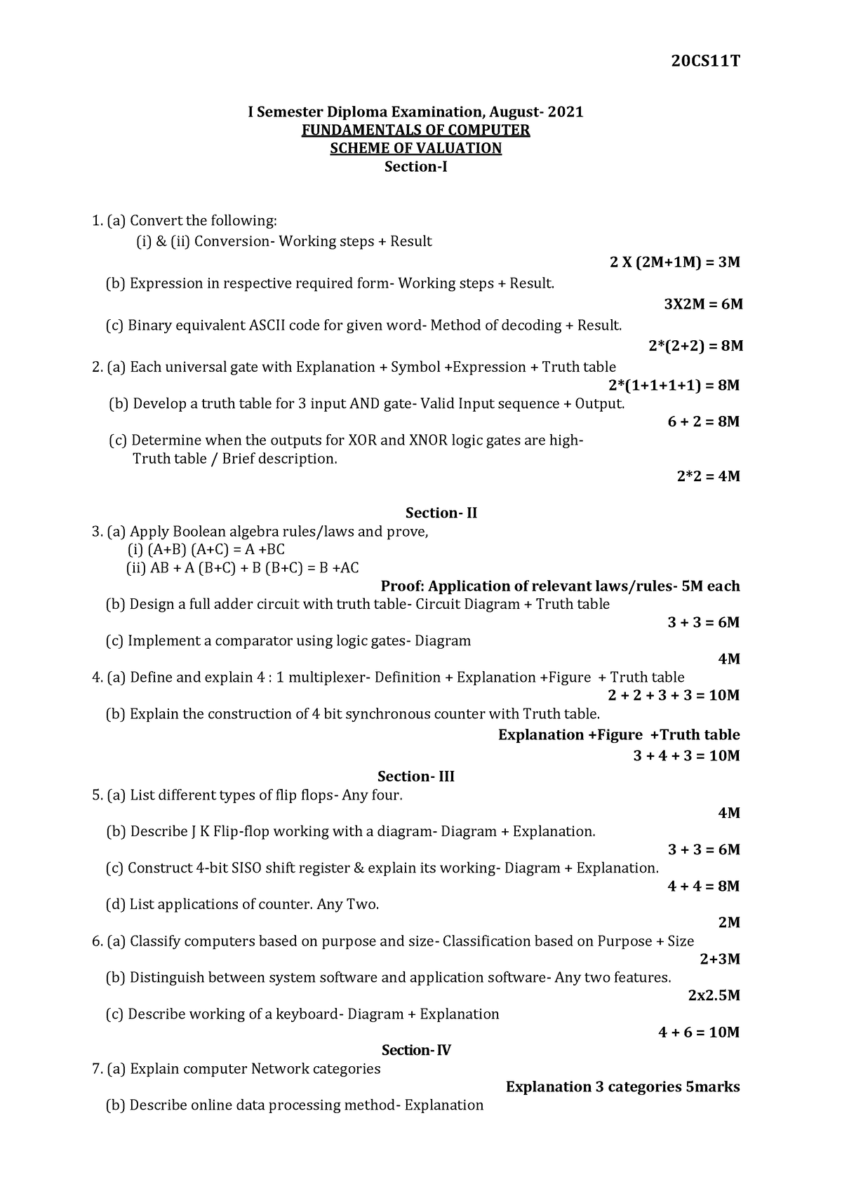 Foc QP 1 - I Semester Diploma Examination, August- 2021 FUNDAMENTALS OF ...