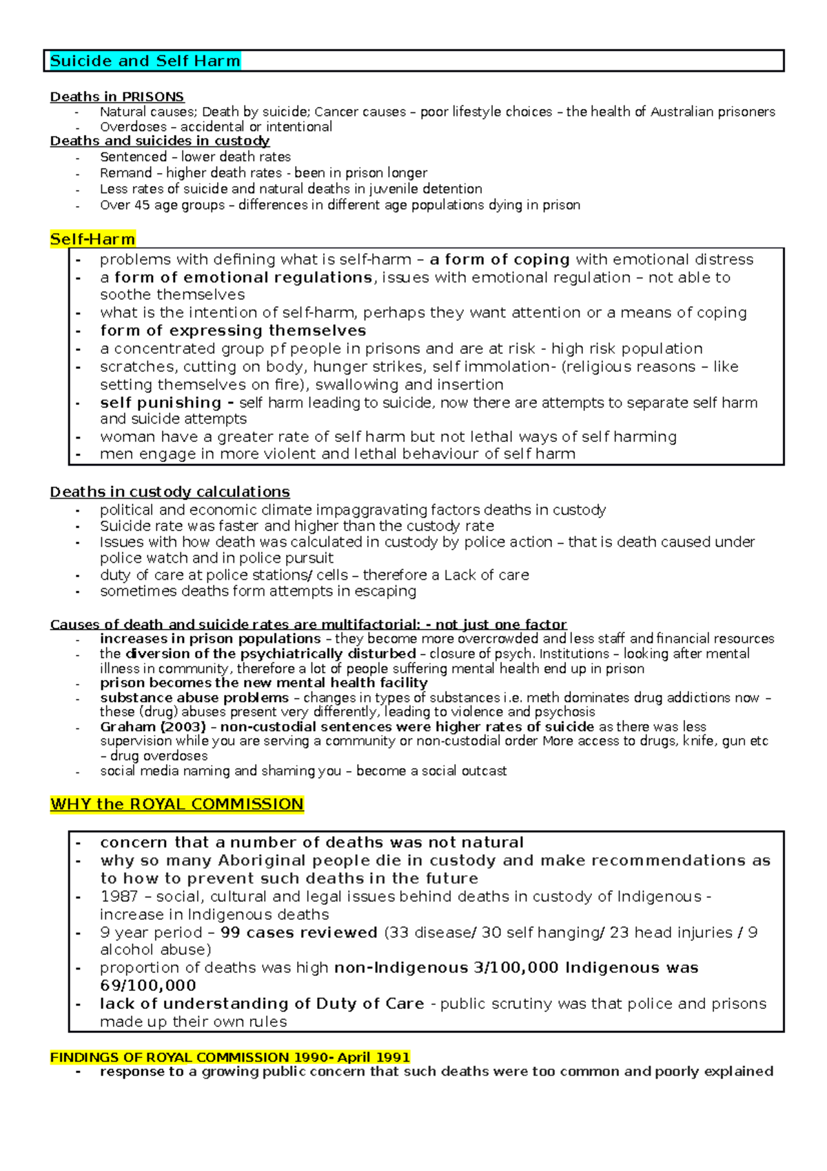 Correction Lecture Notes - Suicide and Self Harm Deaths in PRISONS ...