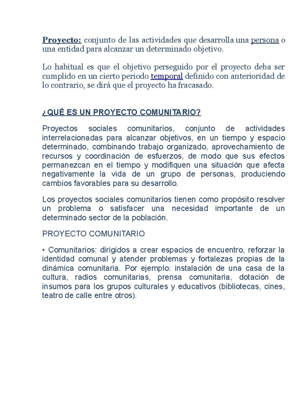 Proyecto Comunitario 21-NOV-12 - Proyecto: Conjunto De Las Actividades ...