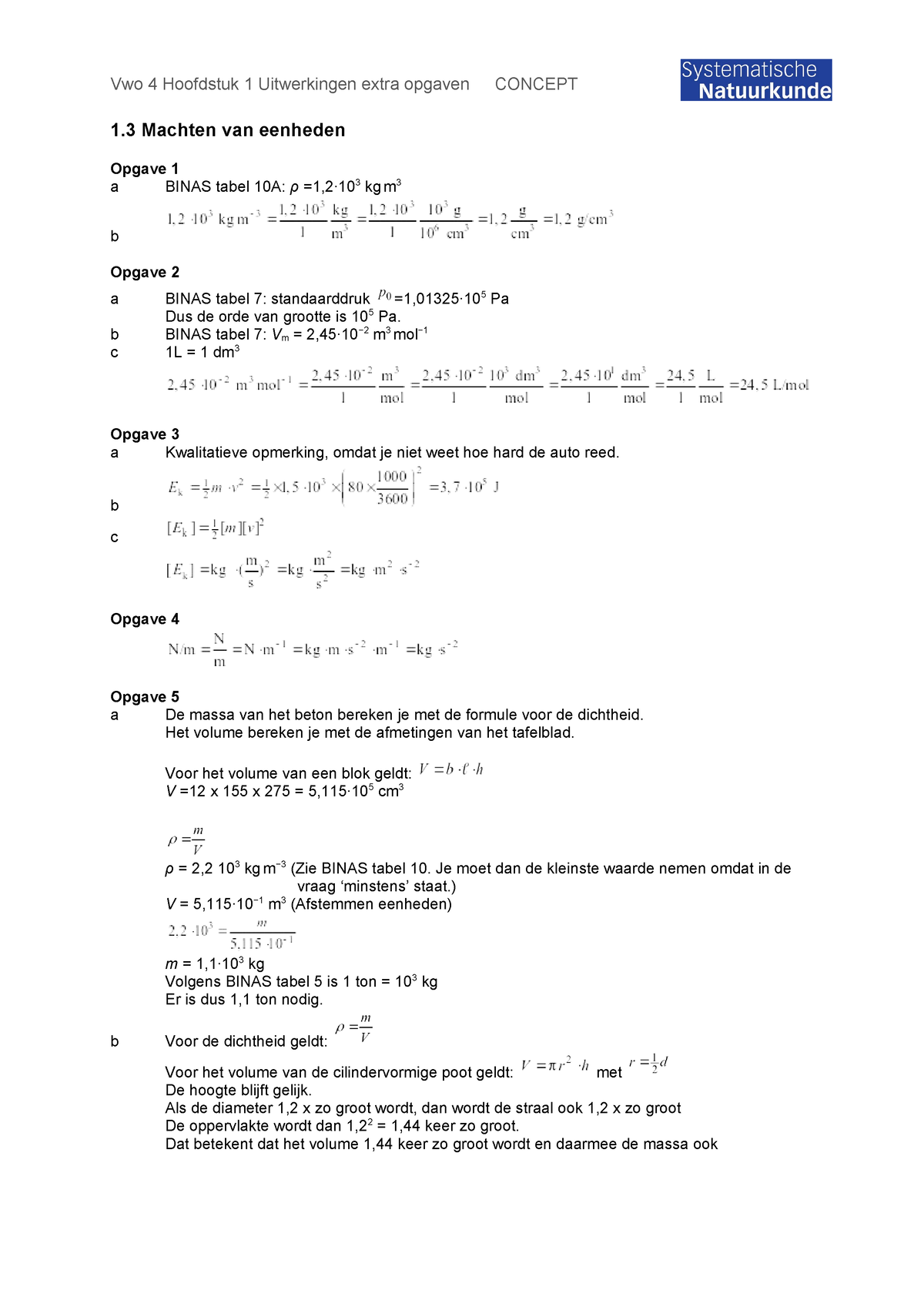 Uitwerkingen Oefenopgaven Systematische Natuurkunde H1 - 1 Machten Van ...