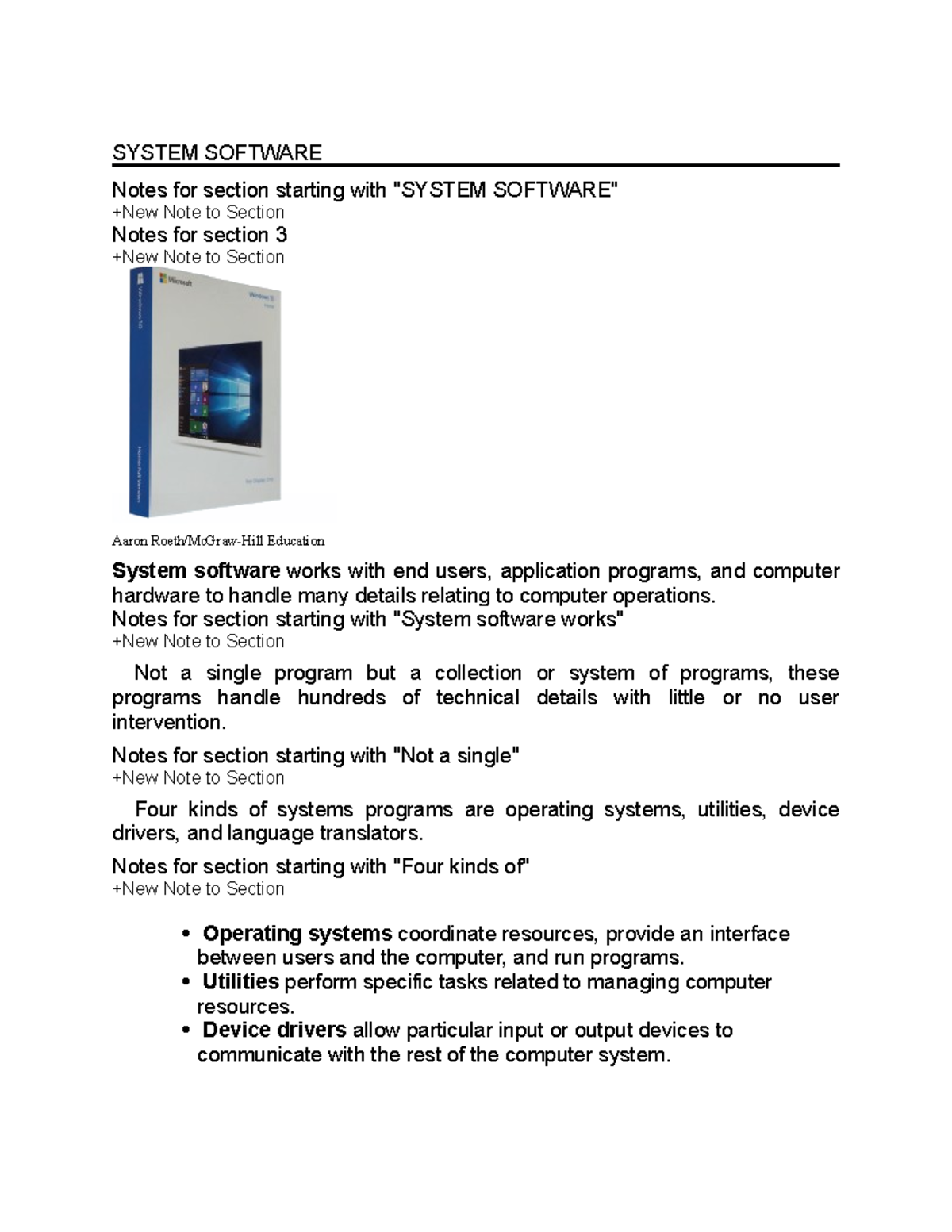 Chapter 4 -system software - SYSTEM SOFTWARE Notes for section starting ...