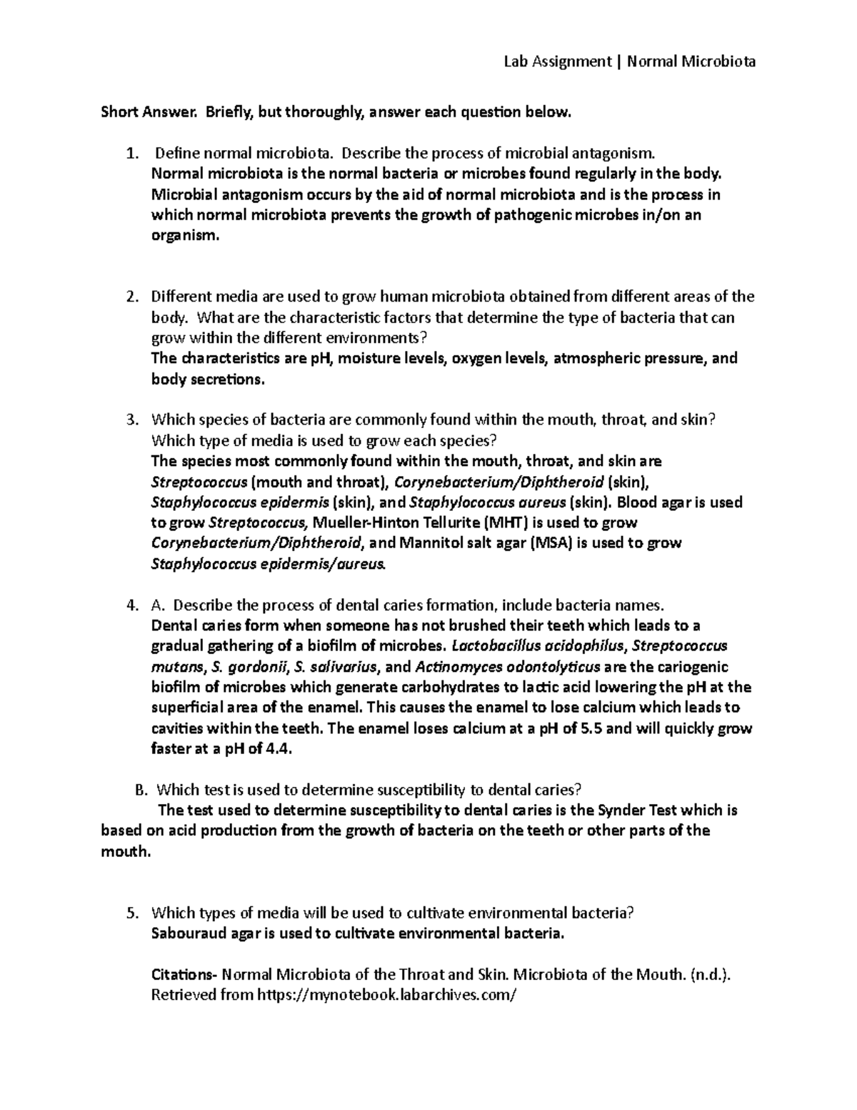 Lab+Assignment+5 Normal+Microbiota - Lab Assignment | Normal Microbiota ...