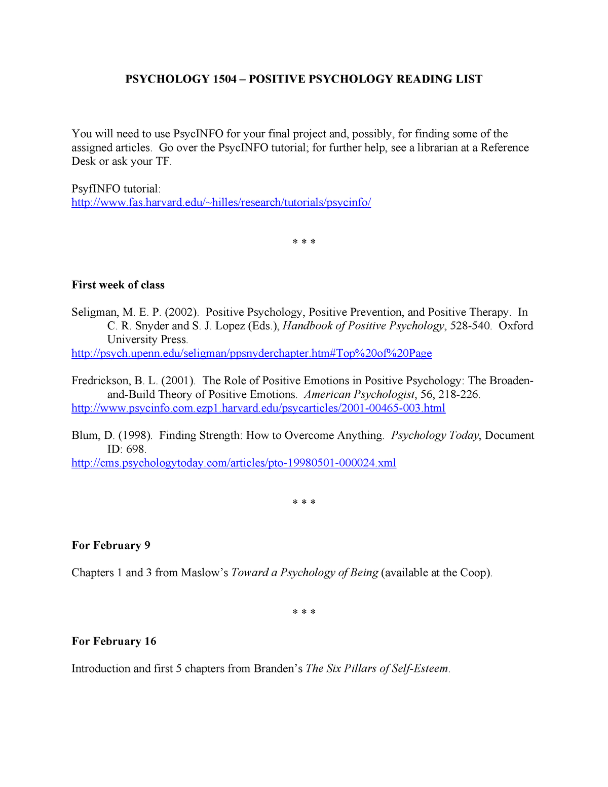 phd psychology reading list