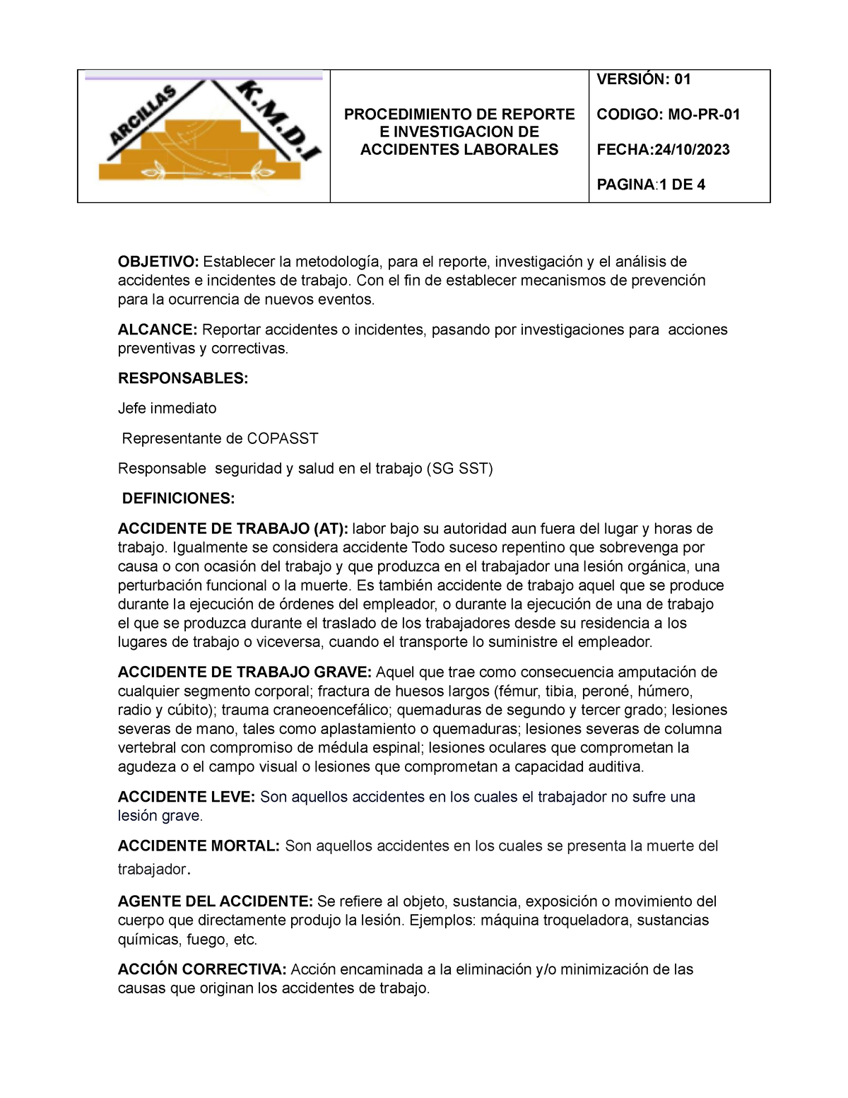 Procedimiento De Investigación De Accidentes Sst Procedimiento De