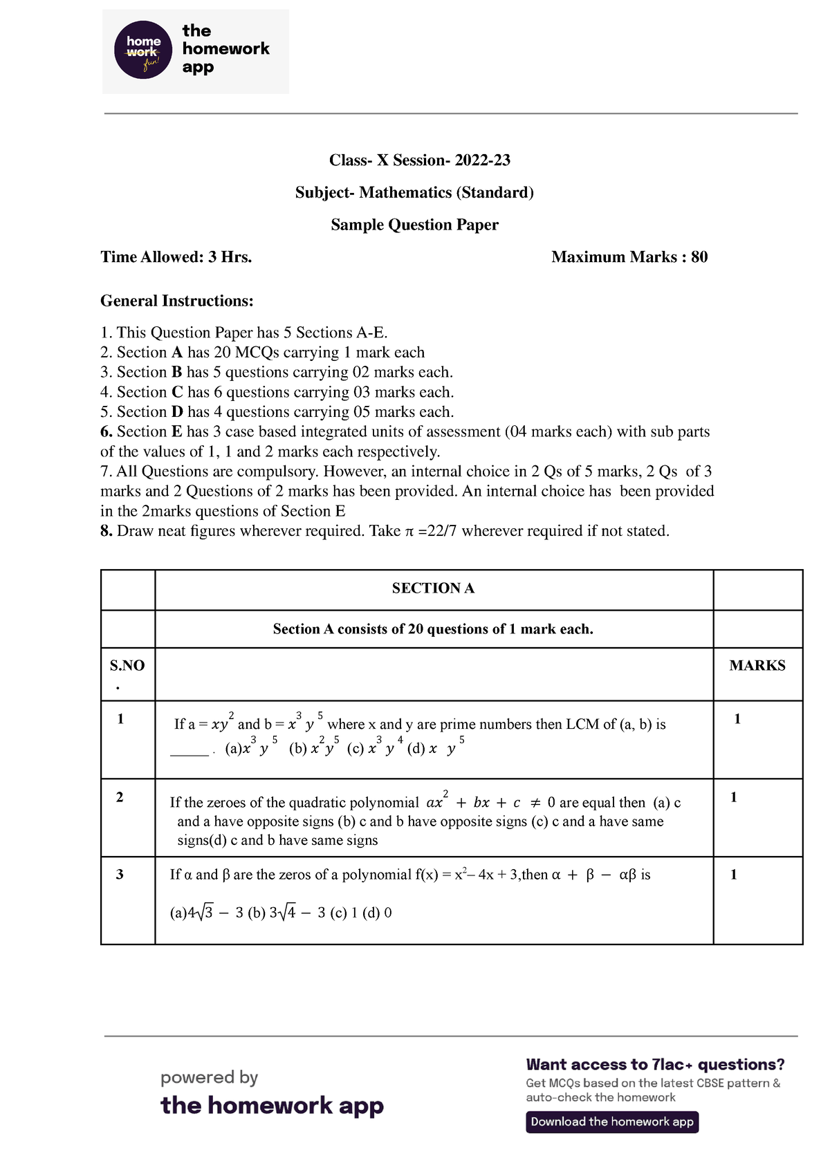 Sample Paper 10 - Class- X Session- 2022- Subject- Mathematics ...