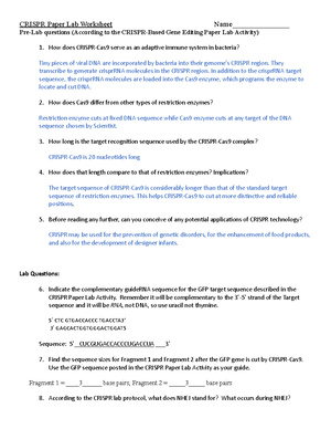 Bio 152 PCR Worksheet Answer Key - Bio 152 PCR Worksheet Look at each ...