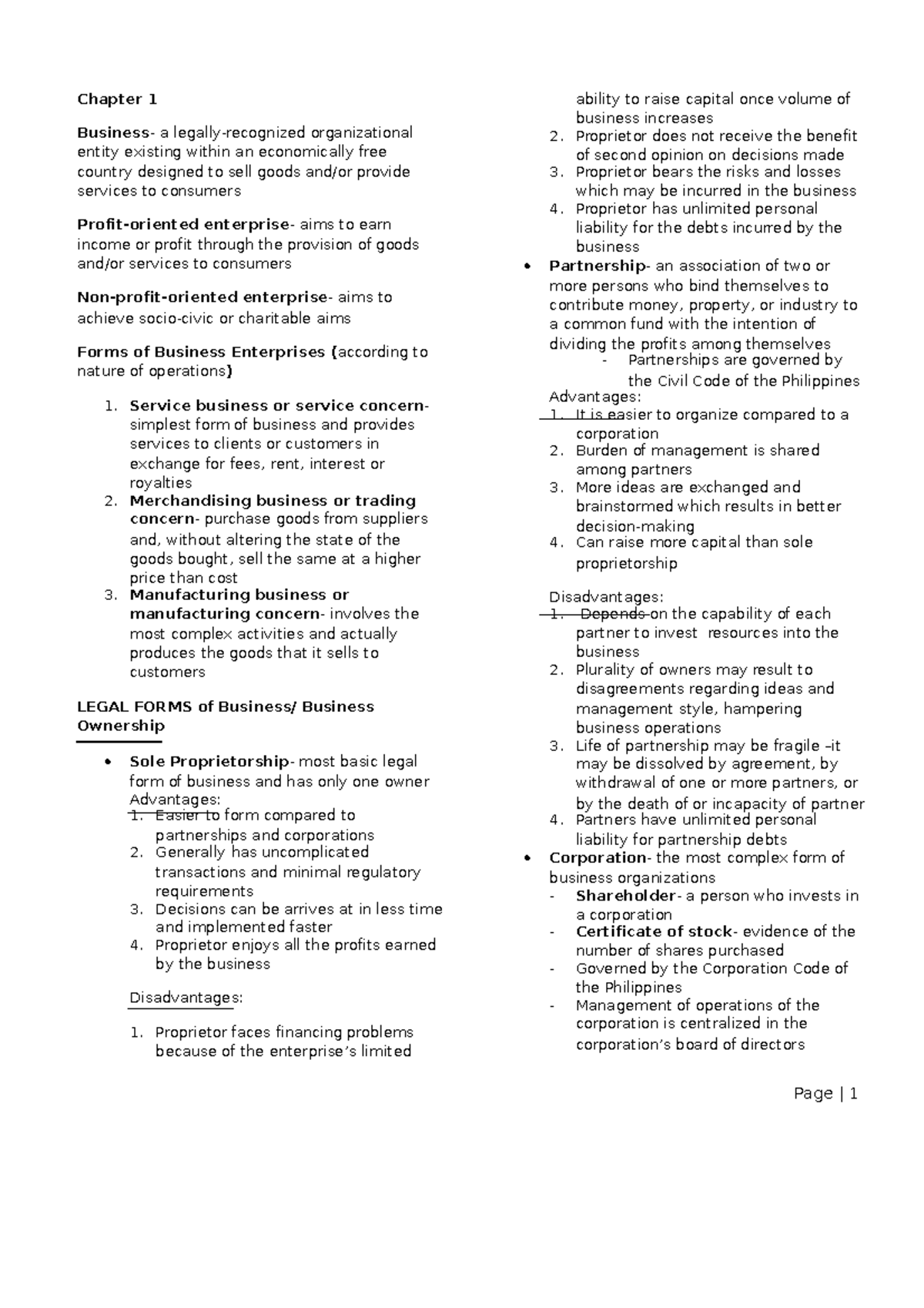 Basic-accounting-reviewer compress - Chapter 1 Business- a legally ...