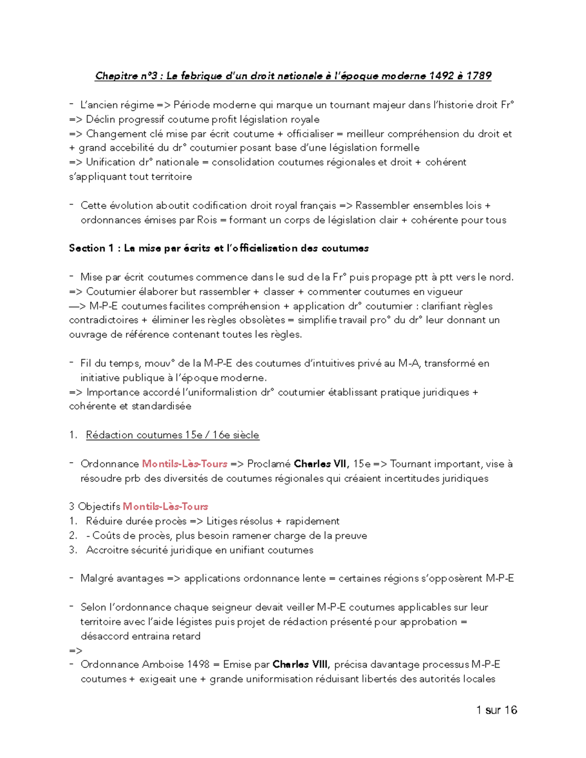 Chapitre n°3 La fabrique d’un droit nationale à l’époque moderne 1492