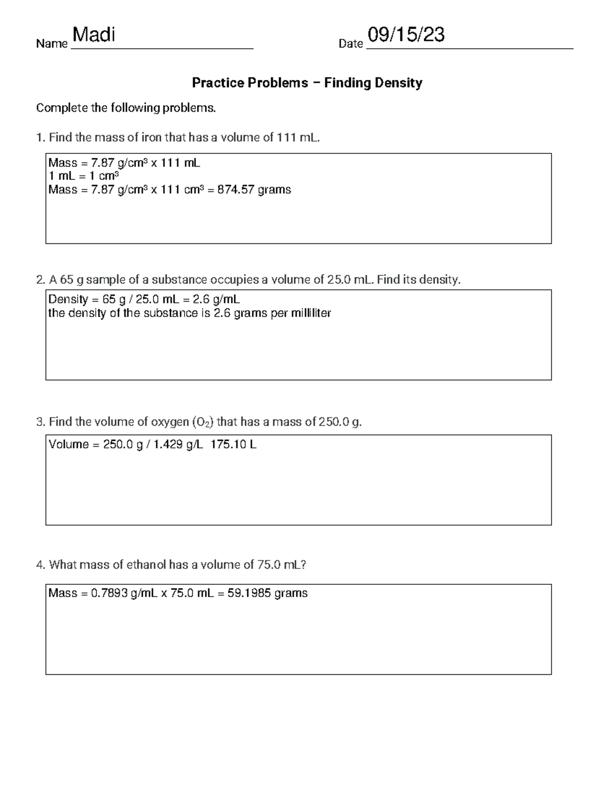 Practice+Problems+-+Finding+Density+v2023 - Name Date Practice Problems ...