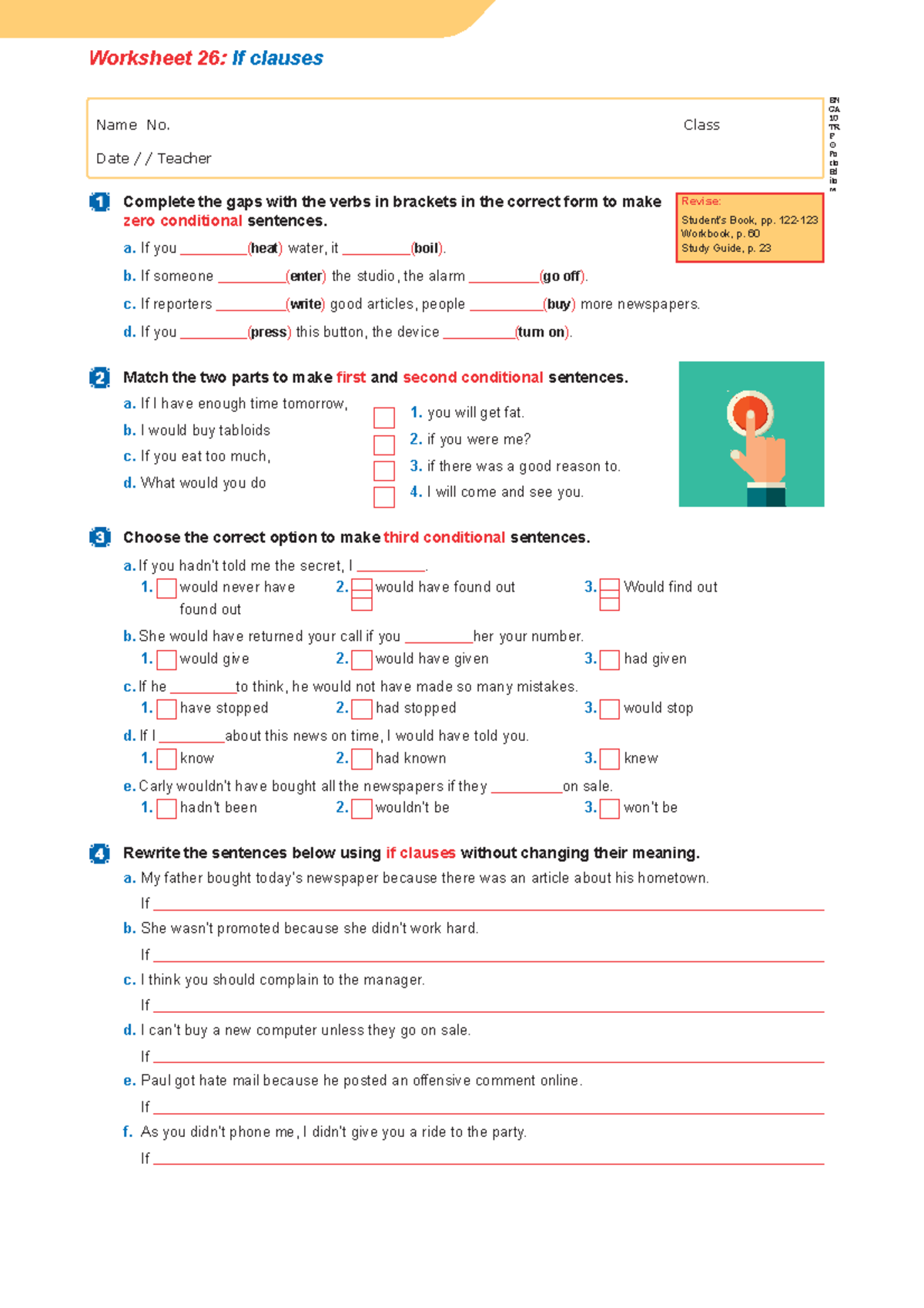 Grammar Worksheet 26 - Conditional sentencees - Worksheet 26: If ...