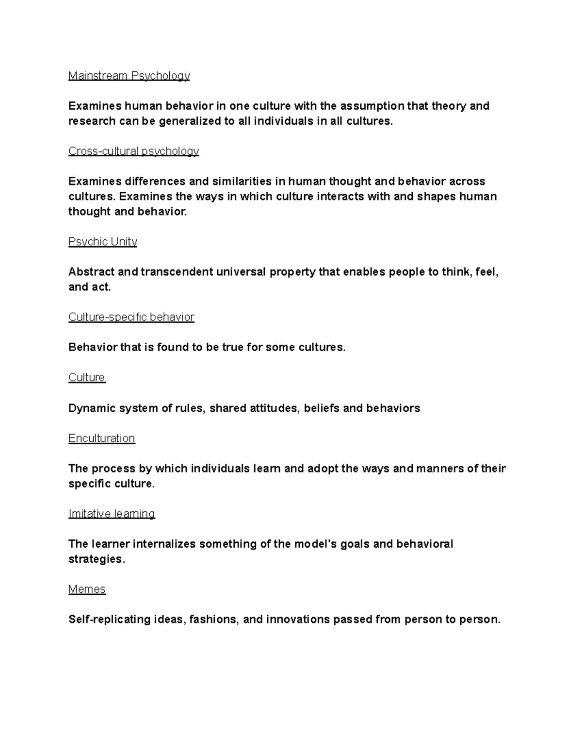 PSYC 100 - EXAM 1 Kim-Ju - Exam 1 Study Guide - Mainstream Psychology ...