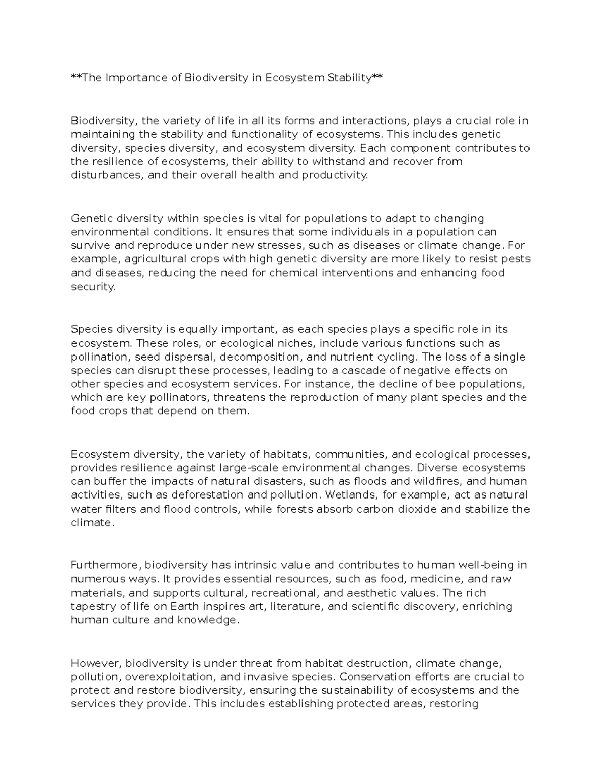 Test - good stuff - The Importance of Biodiversity in Ecosystem ...