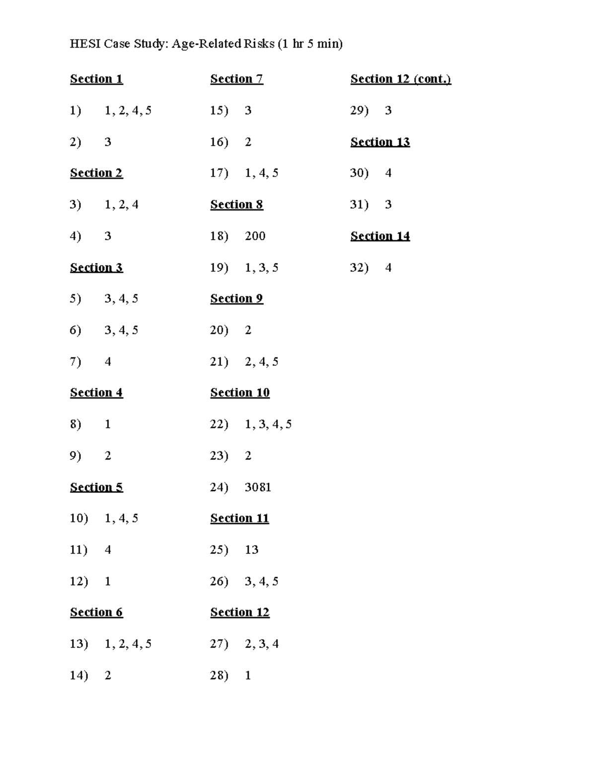 Wk3HESI Case StudyAgeRelated Risks ) 3 16) 2 Section Section 2 17