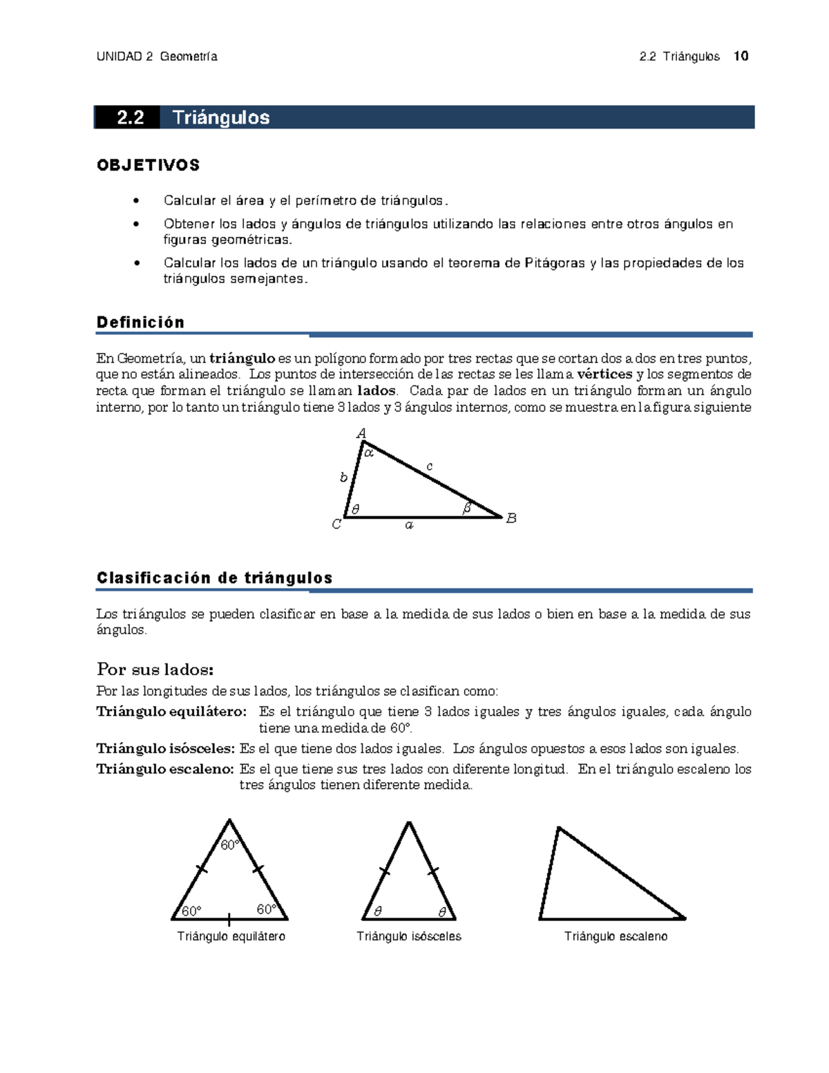 2.2-Triangulos - Formulas - 2 Triángulos OBJETIVOS Calcular El área Y ...