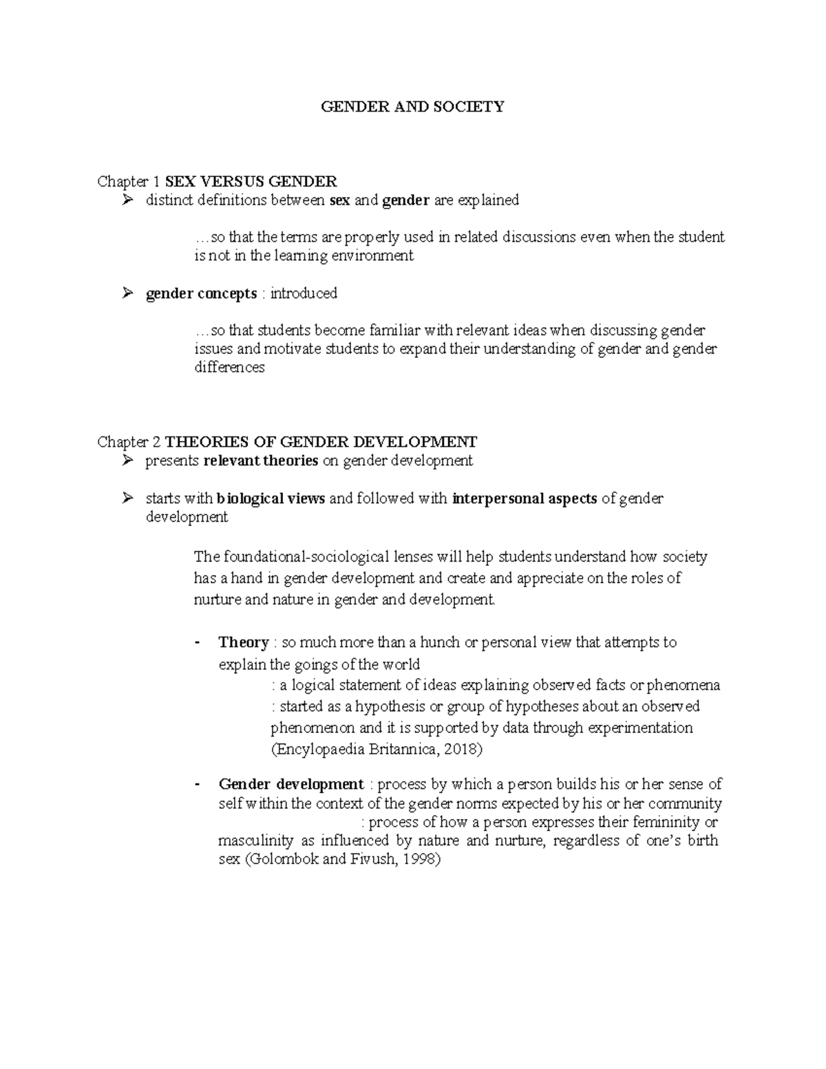 Gender and Society Lecture - GENDER AND SOCIETY Chapter 1 SEX VERSUS ...