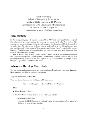 Practical Data science subject WEEK 1 2 - – – Practical Data science ...