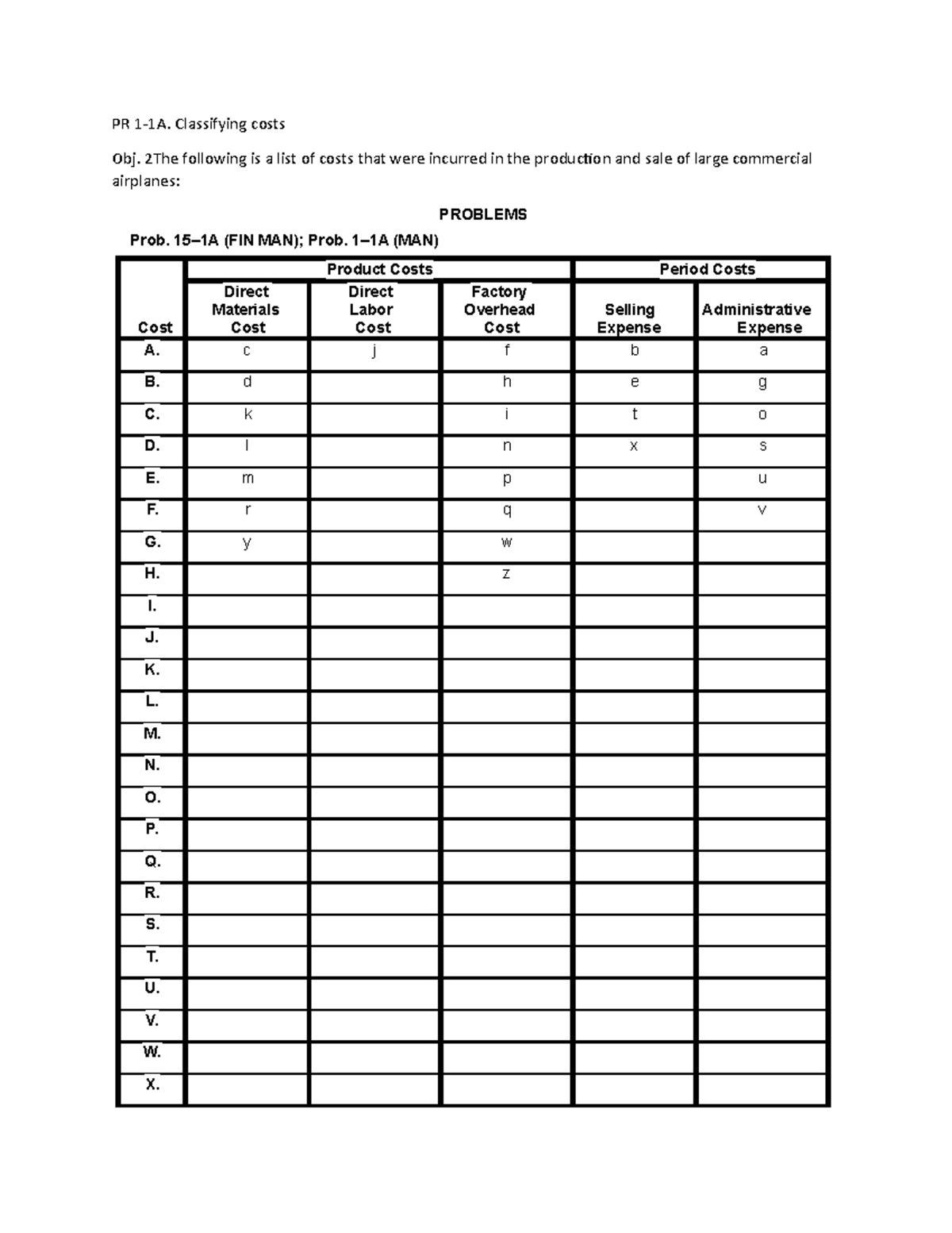 P1-1A Template - Principles of Managerial Accounting - PR 1-1A ...