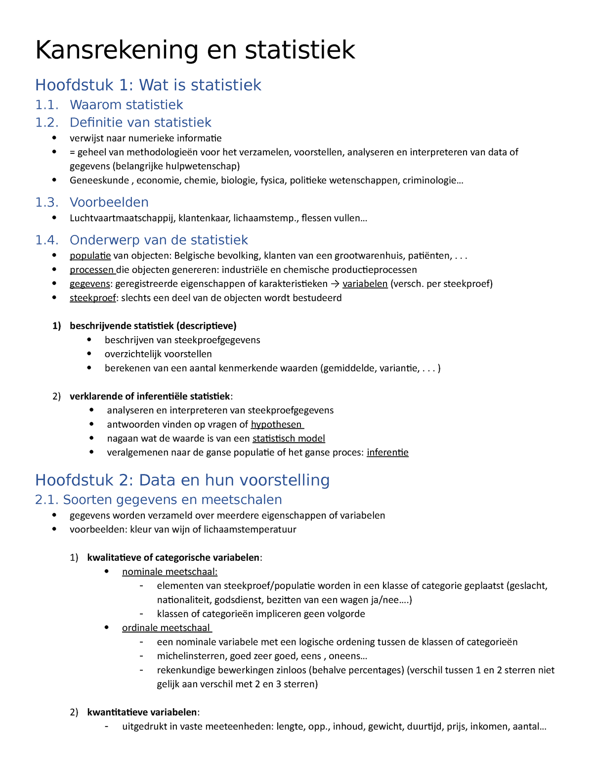 Kansrekening En Statistiek - Kansrekening En Statistiek Hoofdstuk 1 ...