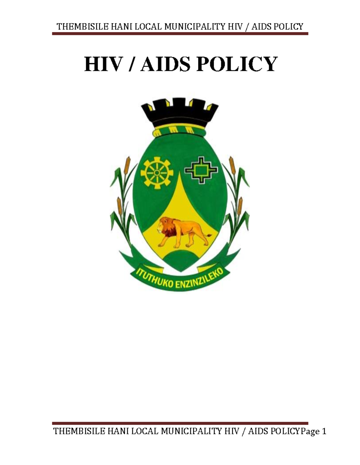 HIV AIDS Policy - Common error - HIV / AIDS POLICY Policy Number ...