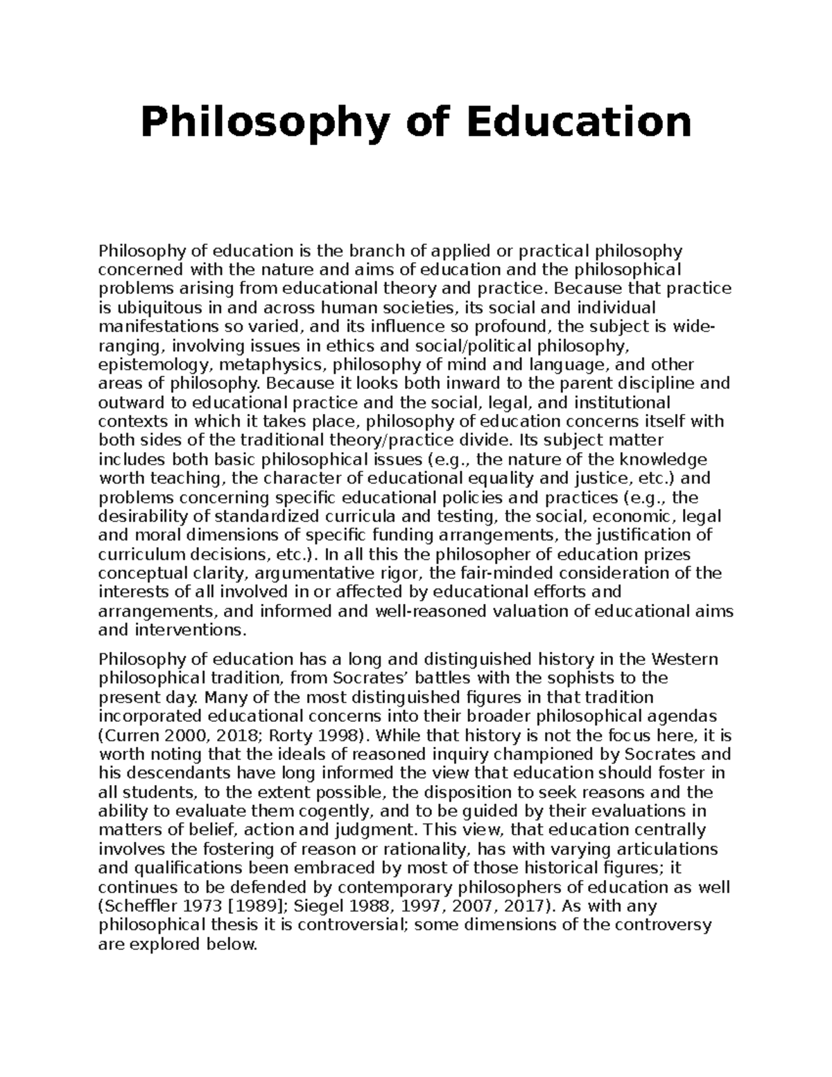 Philosophy of Education - Philosophy of Education Philosophy of ...