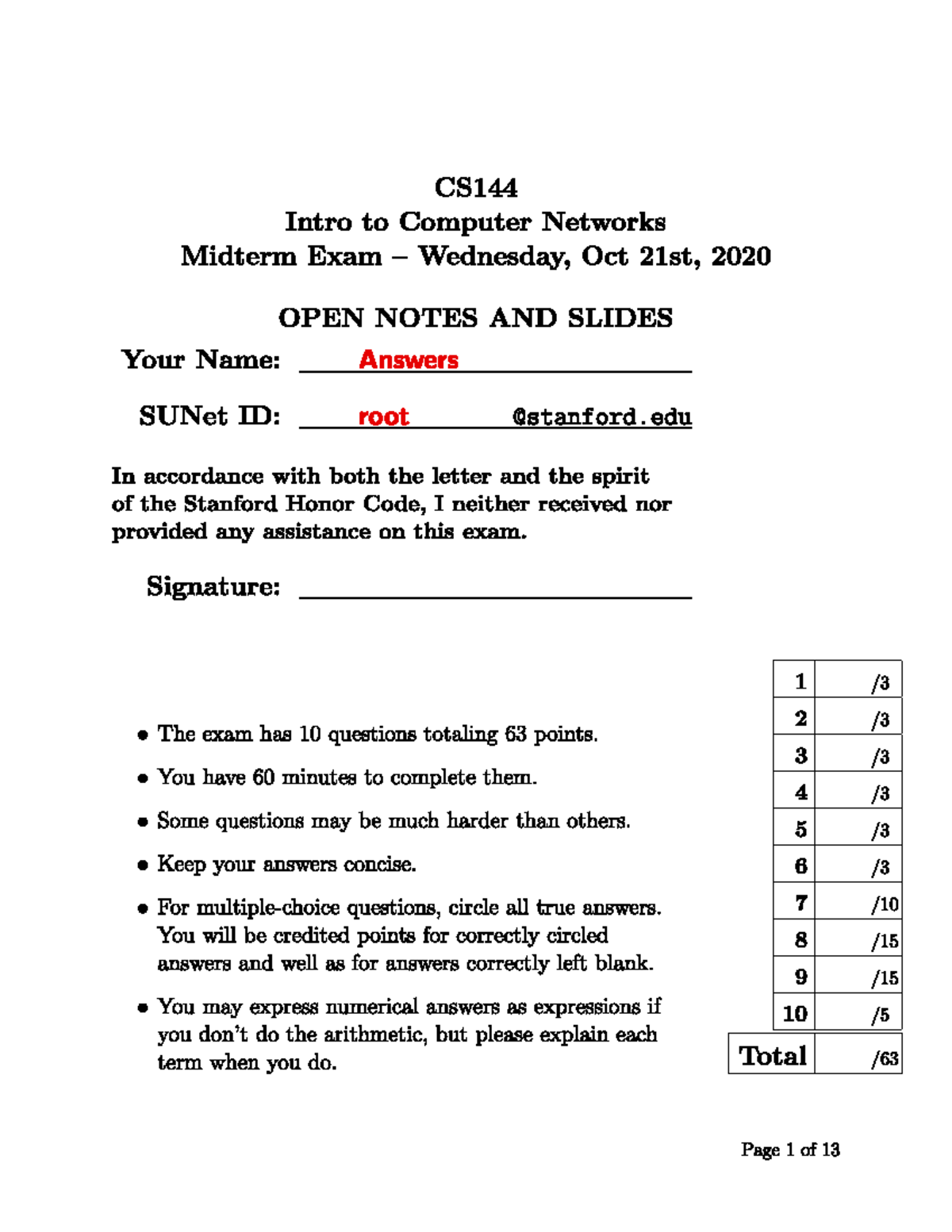 Midterm-ans - computer network - Studocu