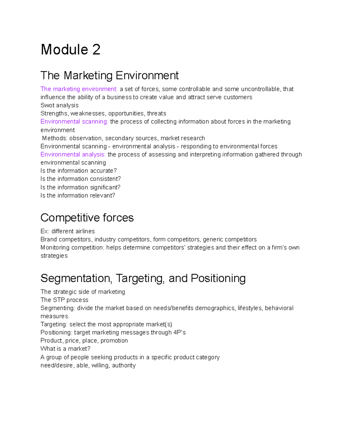 Module 2 - Module 2 The Marketing Environment The marketing environment ...