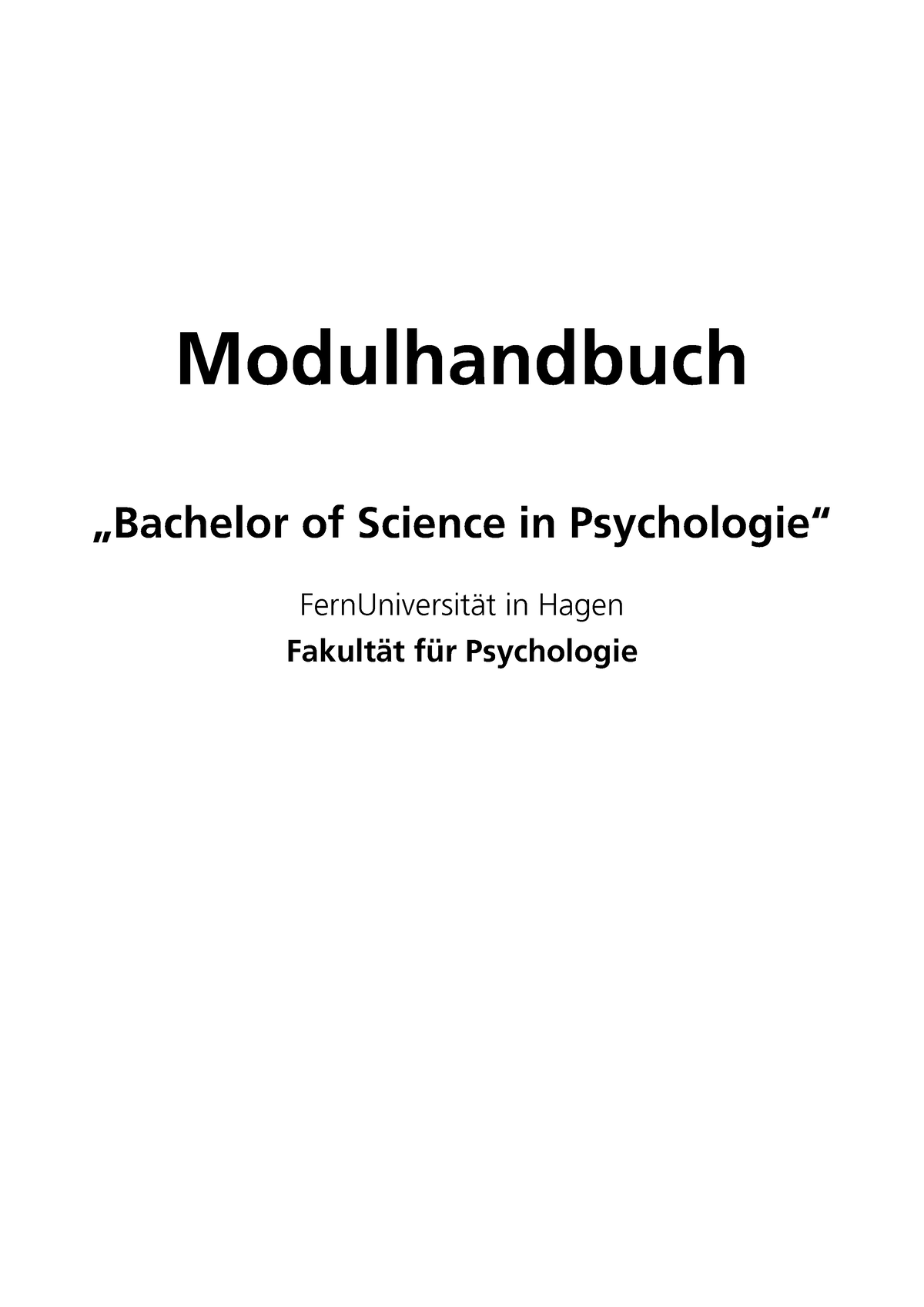 BSc Psychologie Modulhandbuch So Se22 - Modulhandbuch „Bachelor Of ...