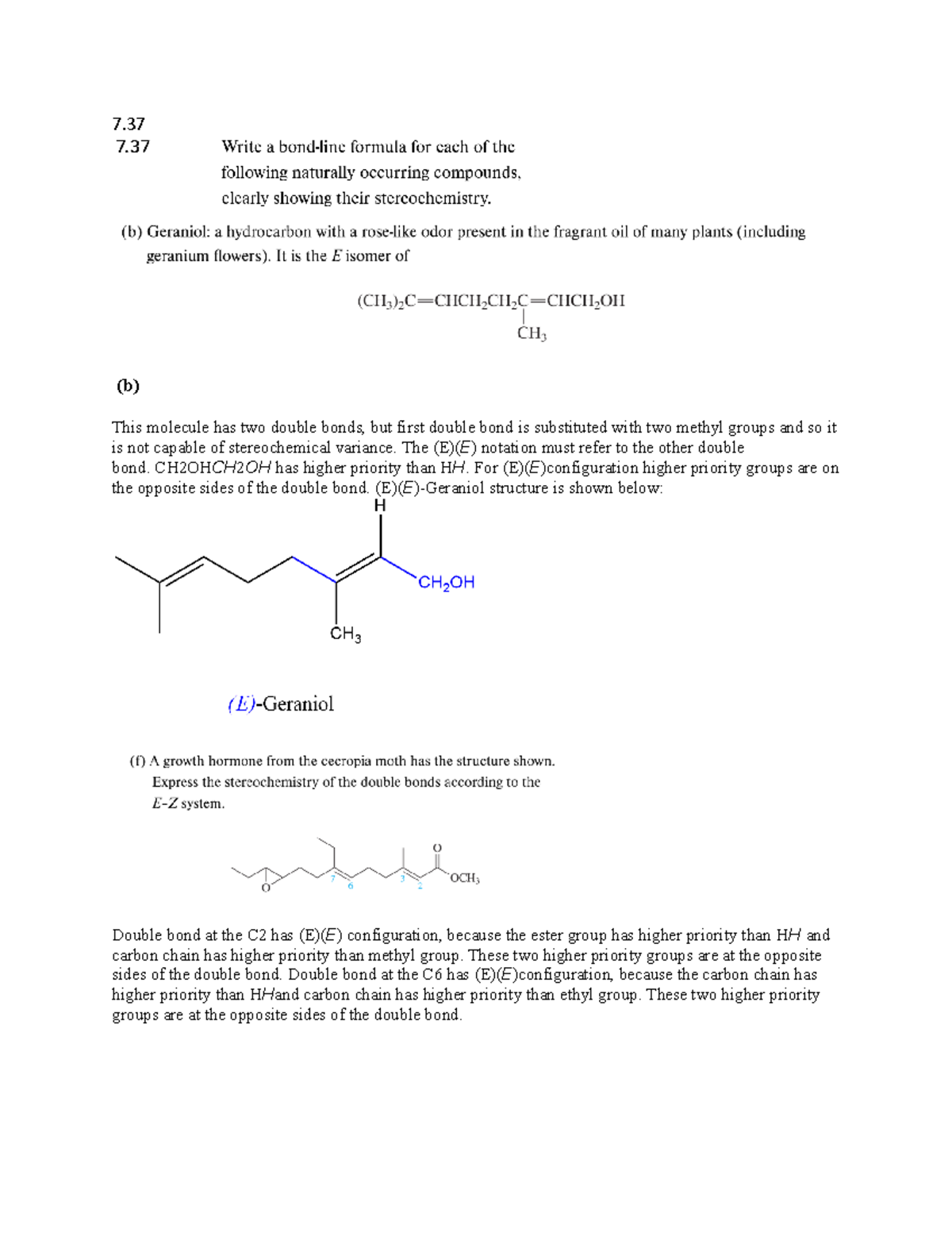 Answers To Exercises Organic Chem 7,8,9 - (b) This Molecule Has Two ...