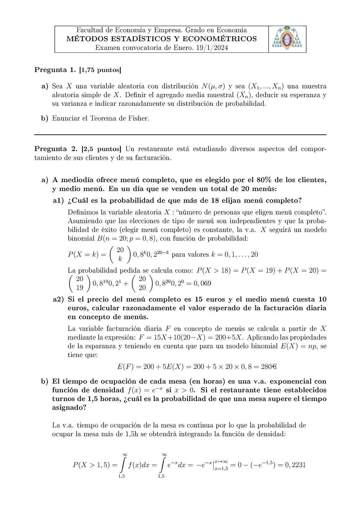 MEE Enero 2024 Resuelto - Grado Economía - Facultad De Economía Y ...