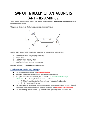 H1 Receptor Antagonists- Classification Of Drugs And Their Uses - H 1 ...