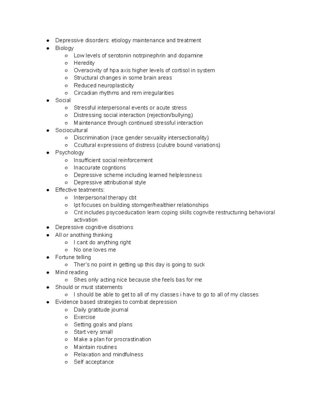 Psych 13 - Notes from Kramer Kuhn's Class - Depressive disorders ...