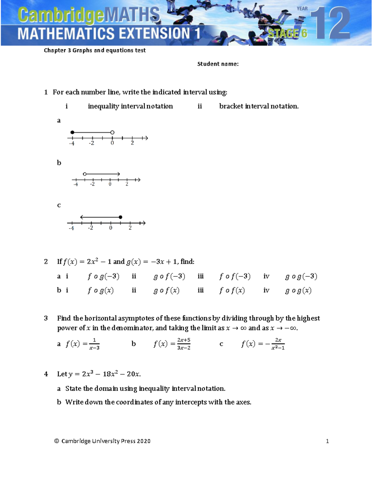 Chapter-3-test Mathematics Advanced - Student name: 1 For each number ...