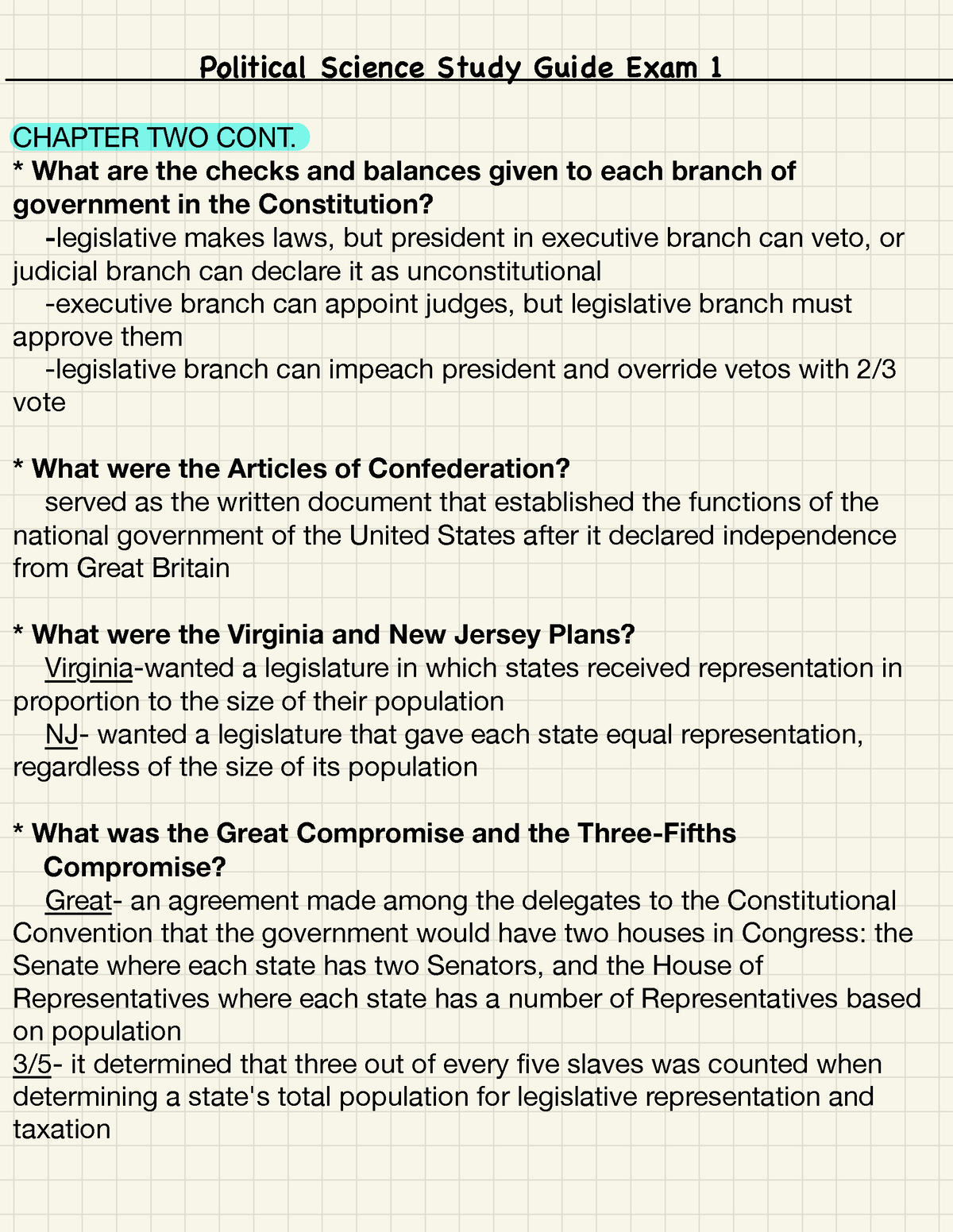 Posc Exam Study Guide - CHAPTER TWO CONT. What Are The Checks And ...