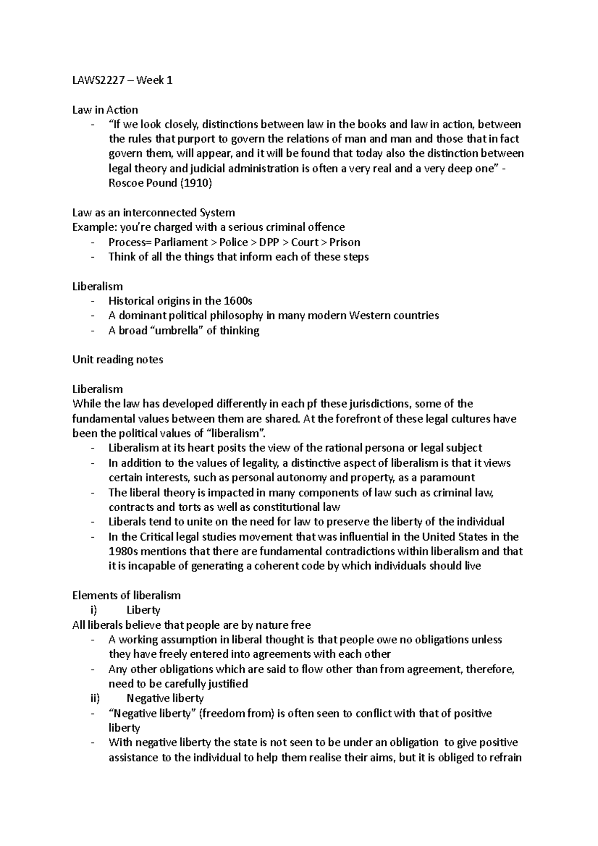 LAWS2227 week 1 - Week 1 lecture notes - LAWS2227 – Week 1 Law in ...