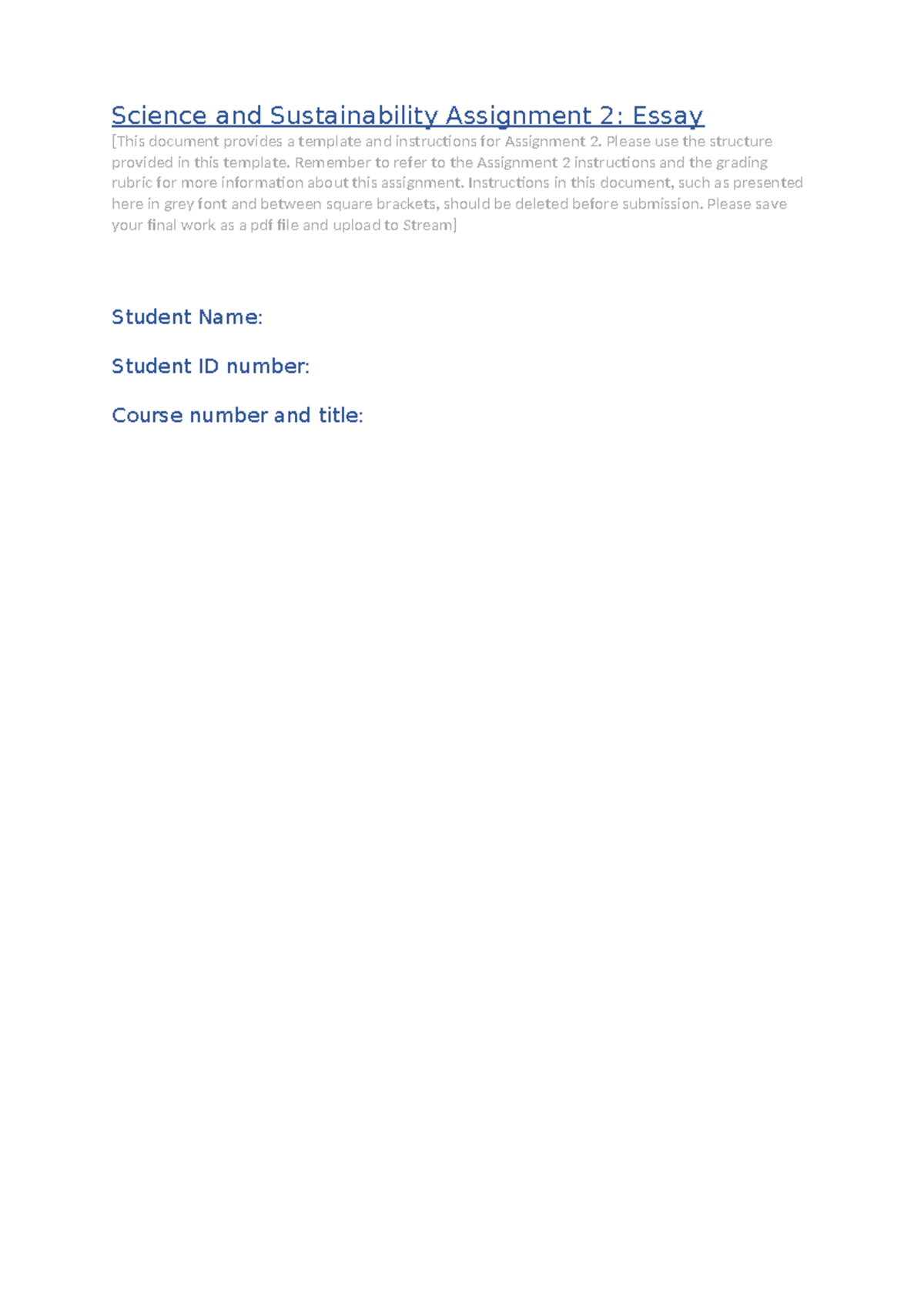 Assignment 2 template S1 2024 - Science and Sustainability Assignment 2 ...