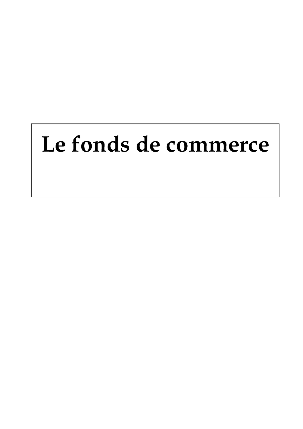 dissertation sur le fond de commerce