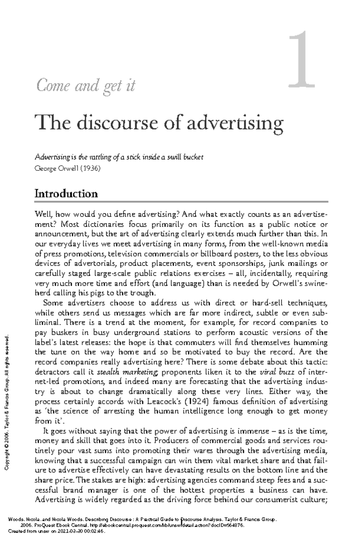 discursive essay on advertising