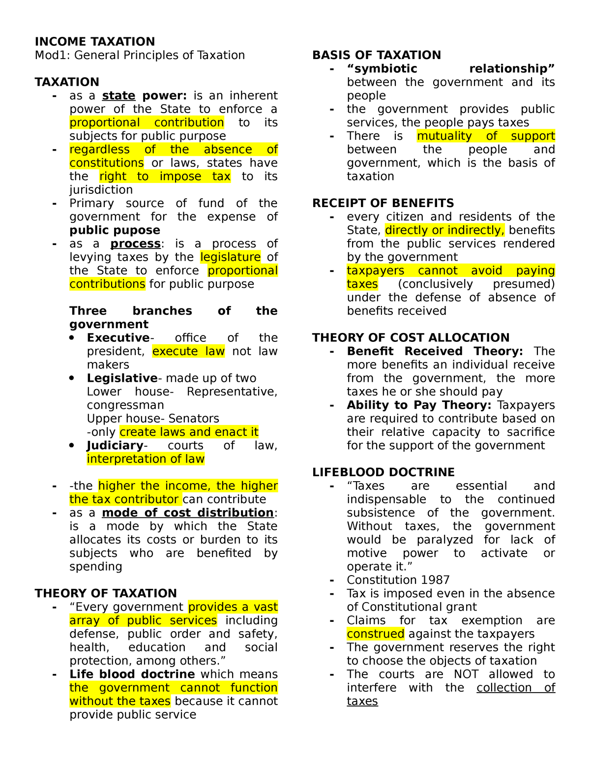 General Principles Of Taxation Study Material - INCOME TAXATION Mod1 ...