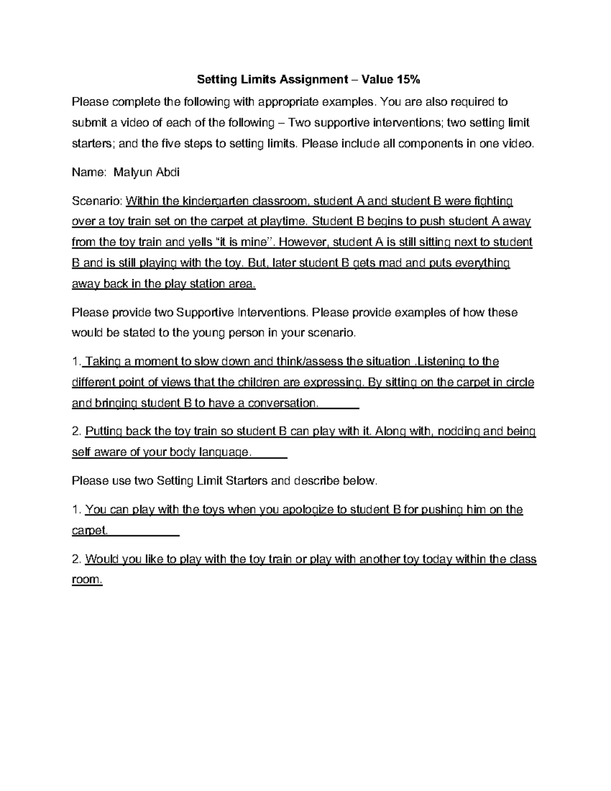 Setting limits assignment - You are also required to submit a video of ...