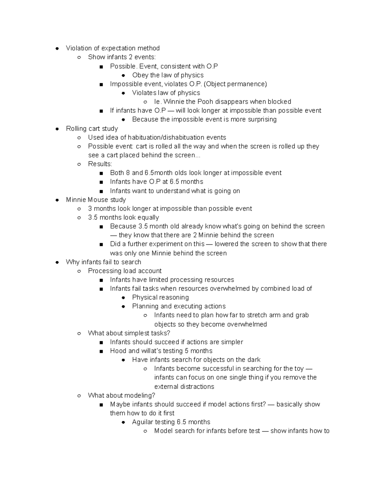 4 11 - Lecture notes 5 - Violation of expectation method Show infants 2 ...