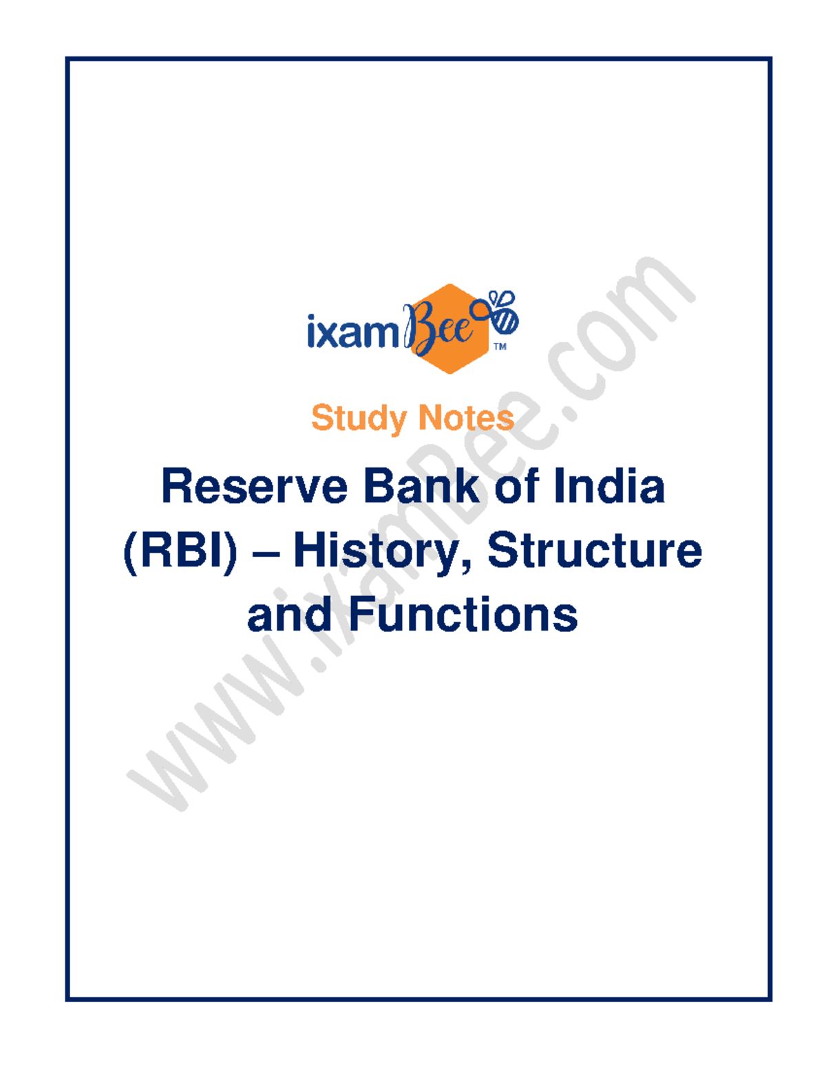 Rbi history structure and functions 1693057531 - Study Notes Reserve ...