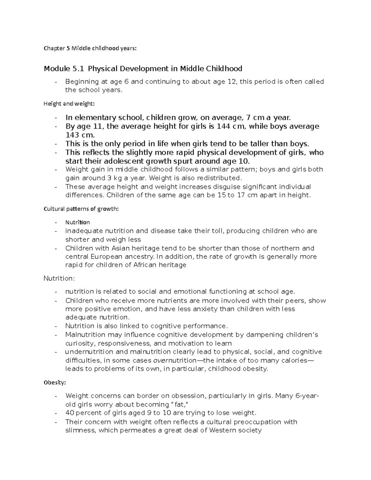 Chapter 5 Middle childhood years - Chapter 5 Middle childhood years ...
