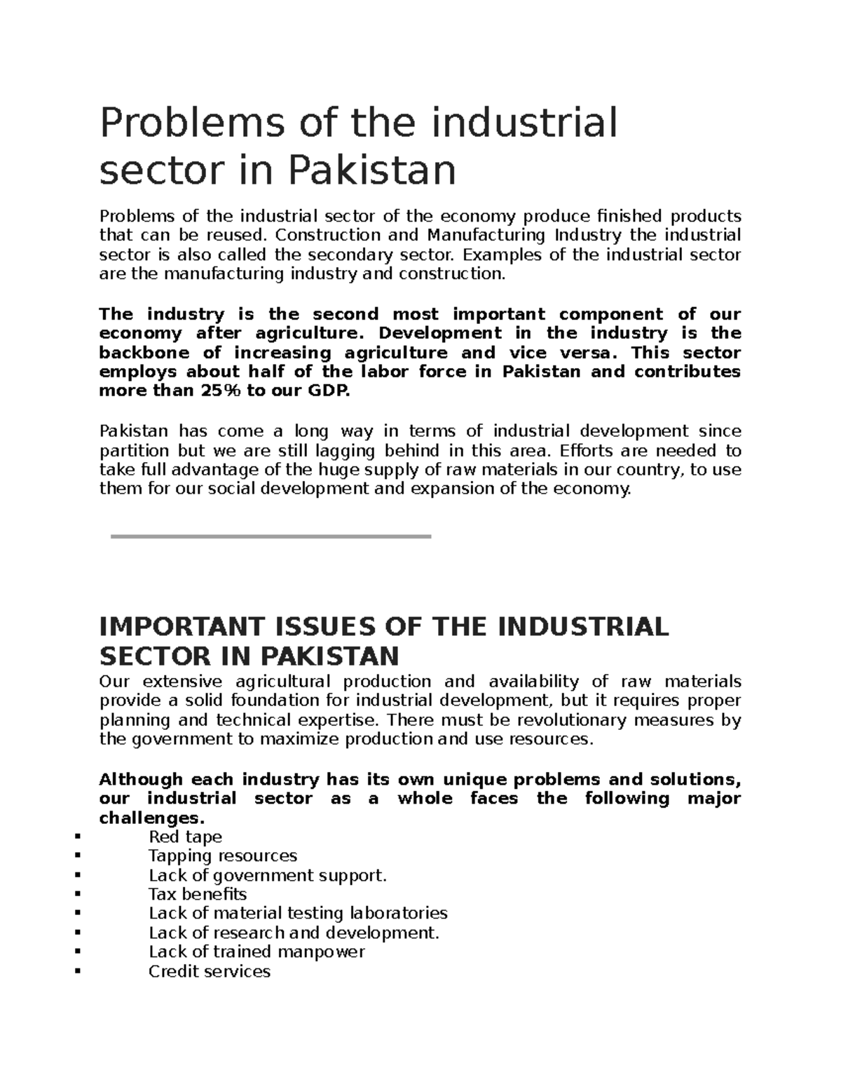 problems-of-the-industrial-sector-in-pakistan-problems-of-the